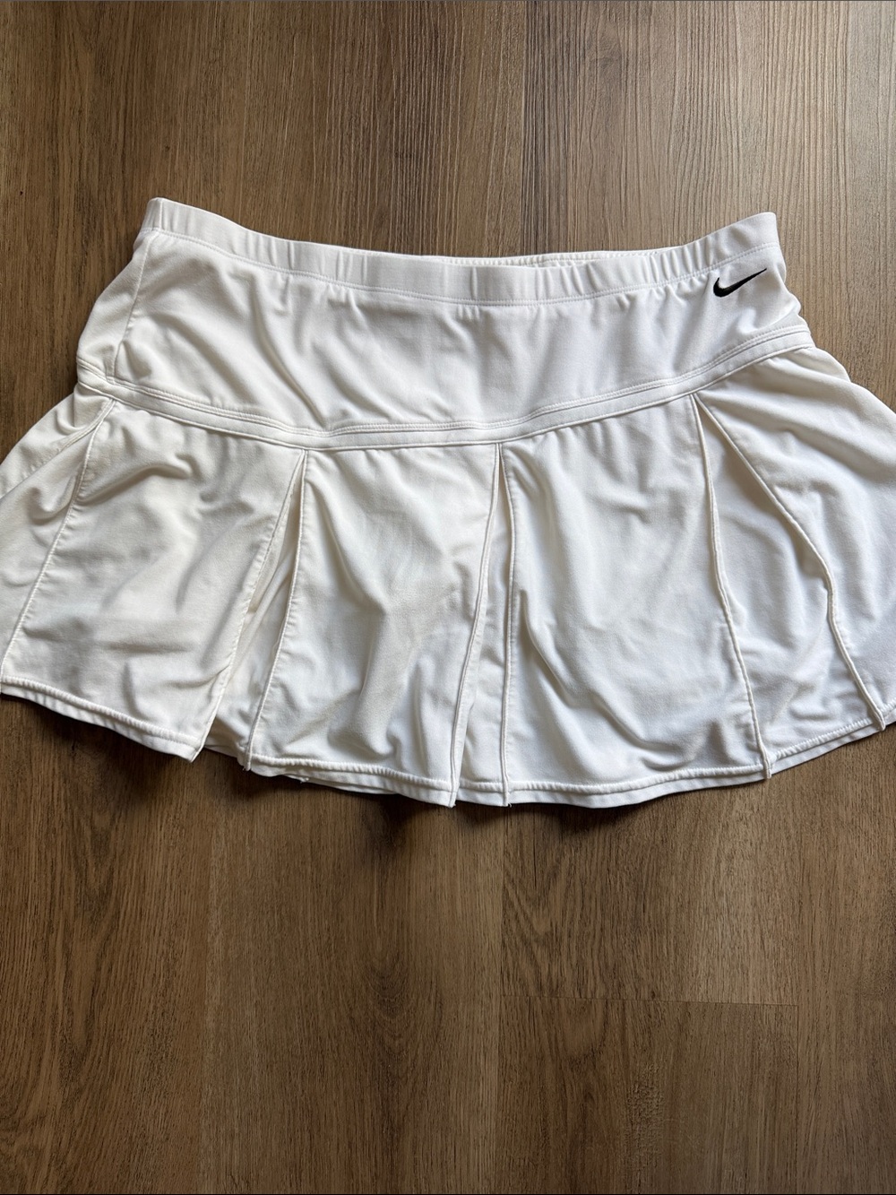 Nike White Pleated Athletic Skirt with Black Swoosh